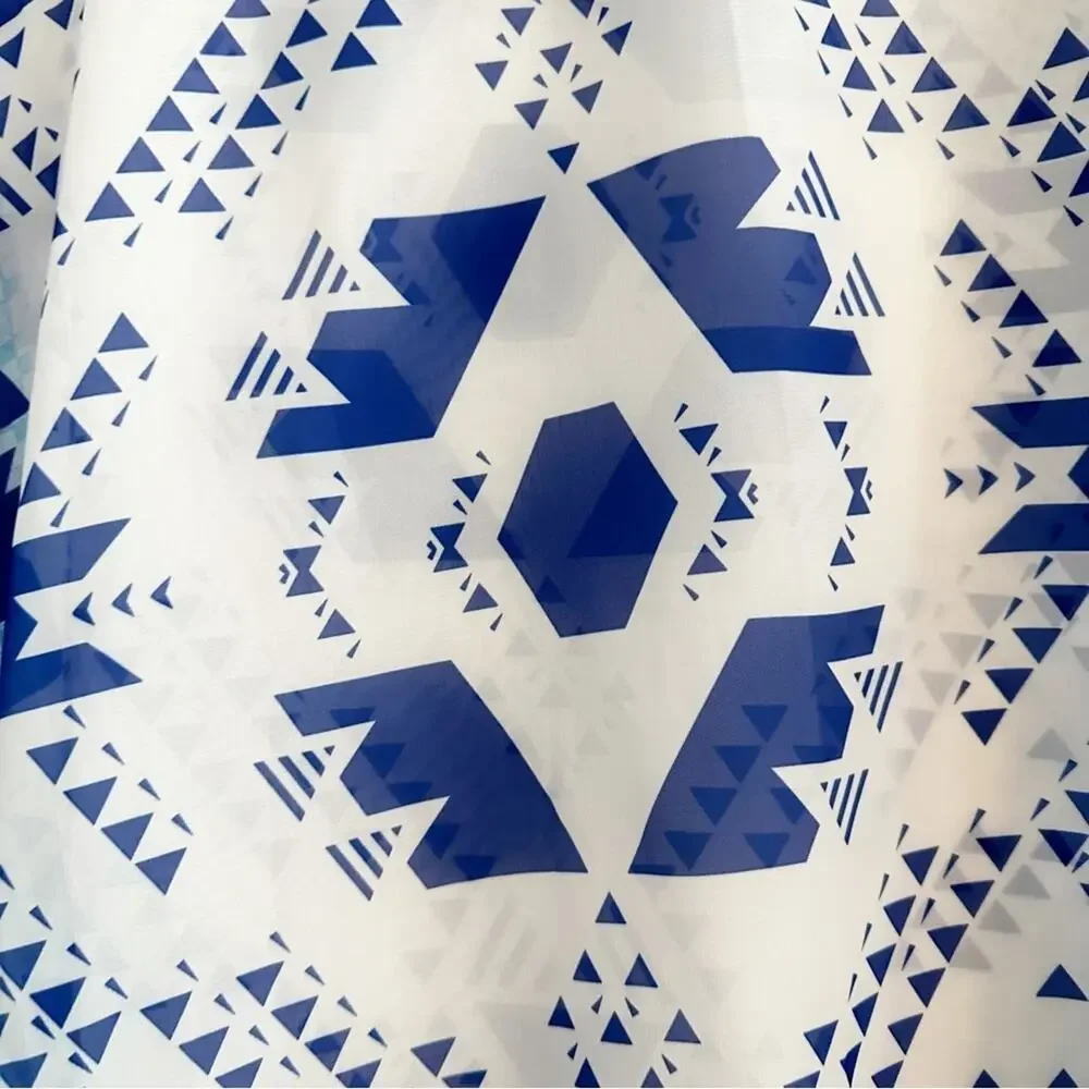 Cupshe NEW Blue White Geometric Print Boho Trim Swimsuit Bathing Suit Cover Up